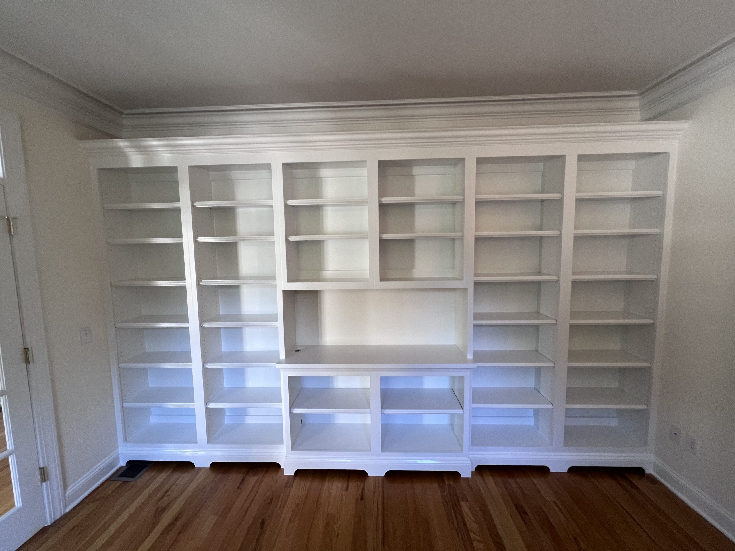 This built in was designed to help organize the clients home office with plenty of shelving an a place for their printer.